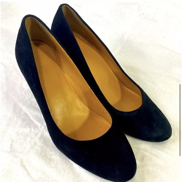 J. Crew SYLVIA Black Suede Wedge Pump Mule Women's Size 9M Cushioned EUC - Picture 5 of 11